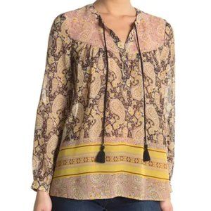 DANIEL RAINN Printed Tassel Blouse SMALL